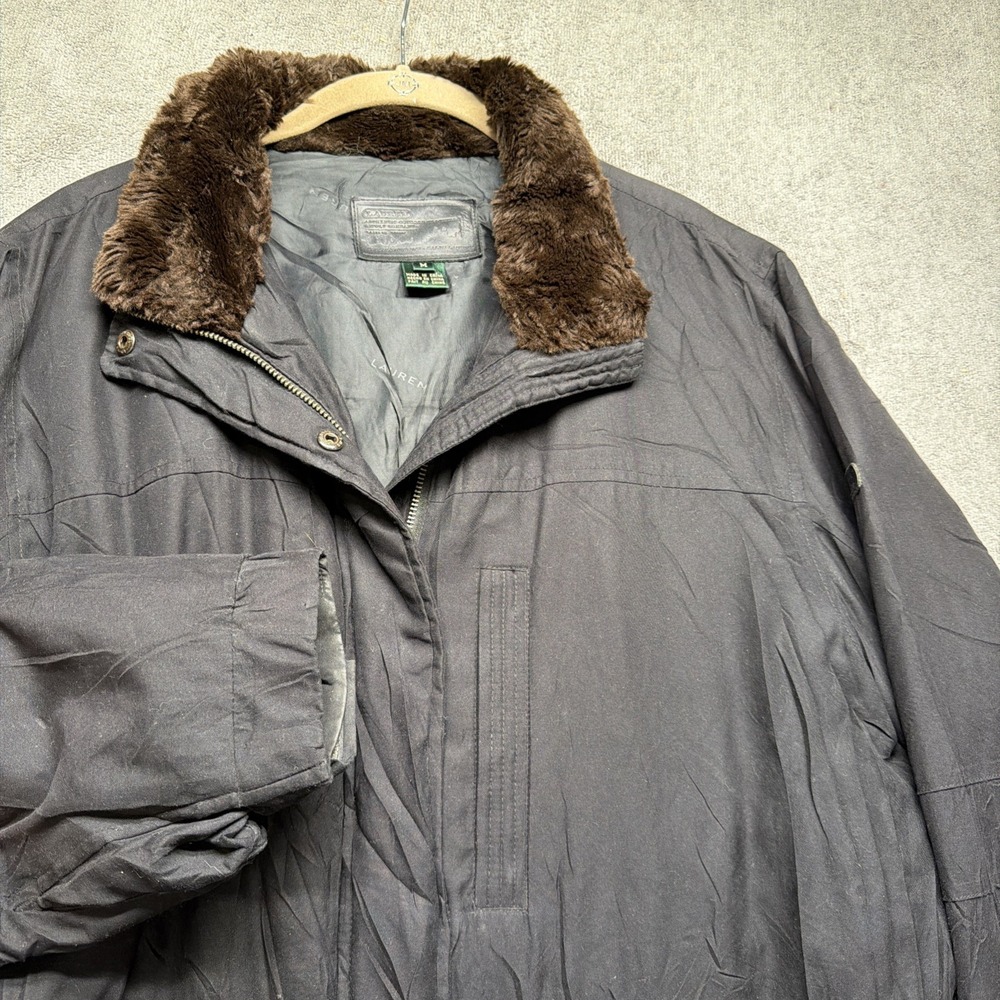Lauren Ralph Lauren Womens Ski Jacket Faux Fur Collar Insulated Winter Coat‎ M